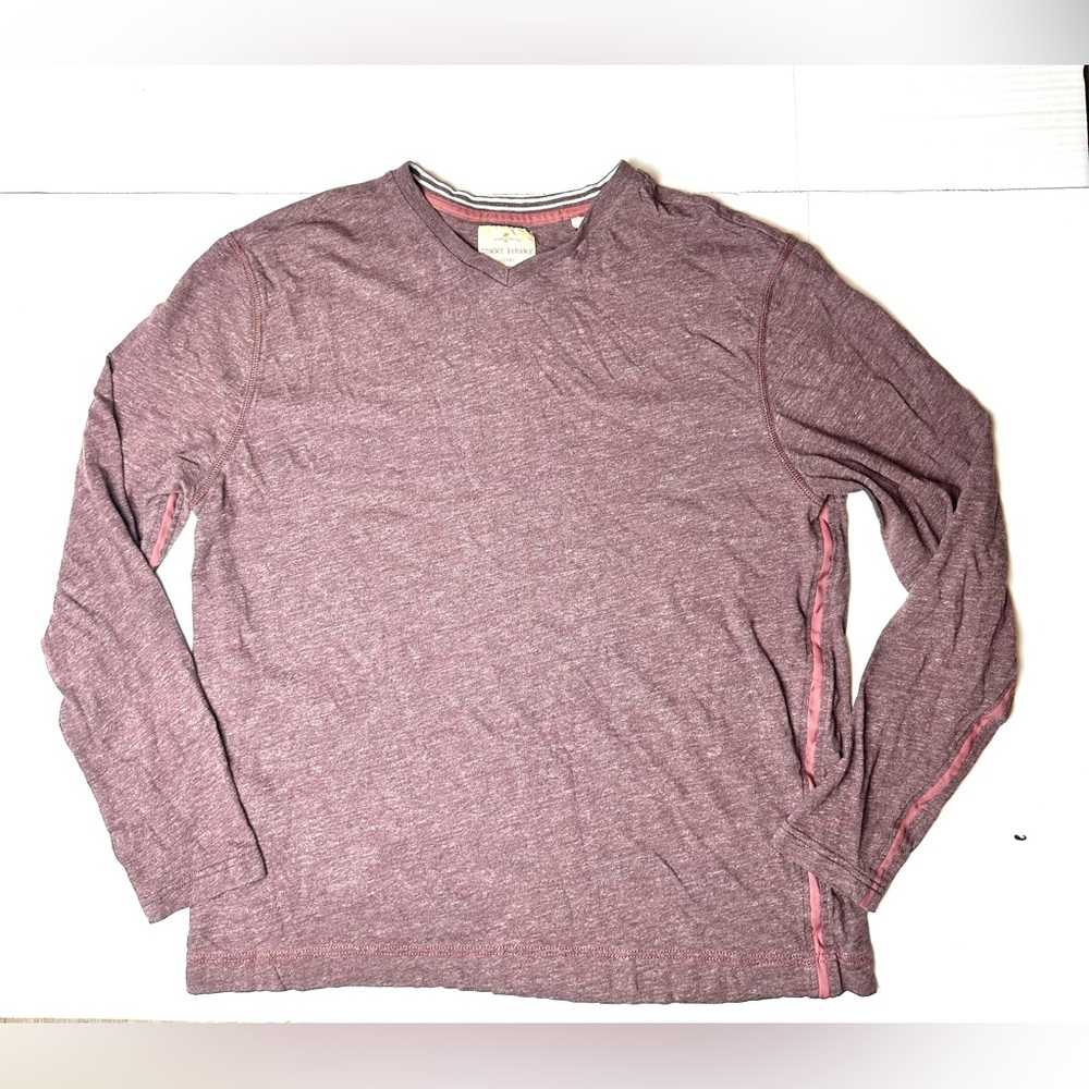Tommy Bahama Maroon Purple Cirrus Coast Long‎ Sleeve V-Neck T-Shirt Mens Large